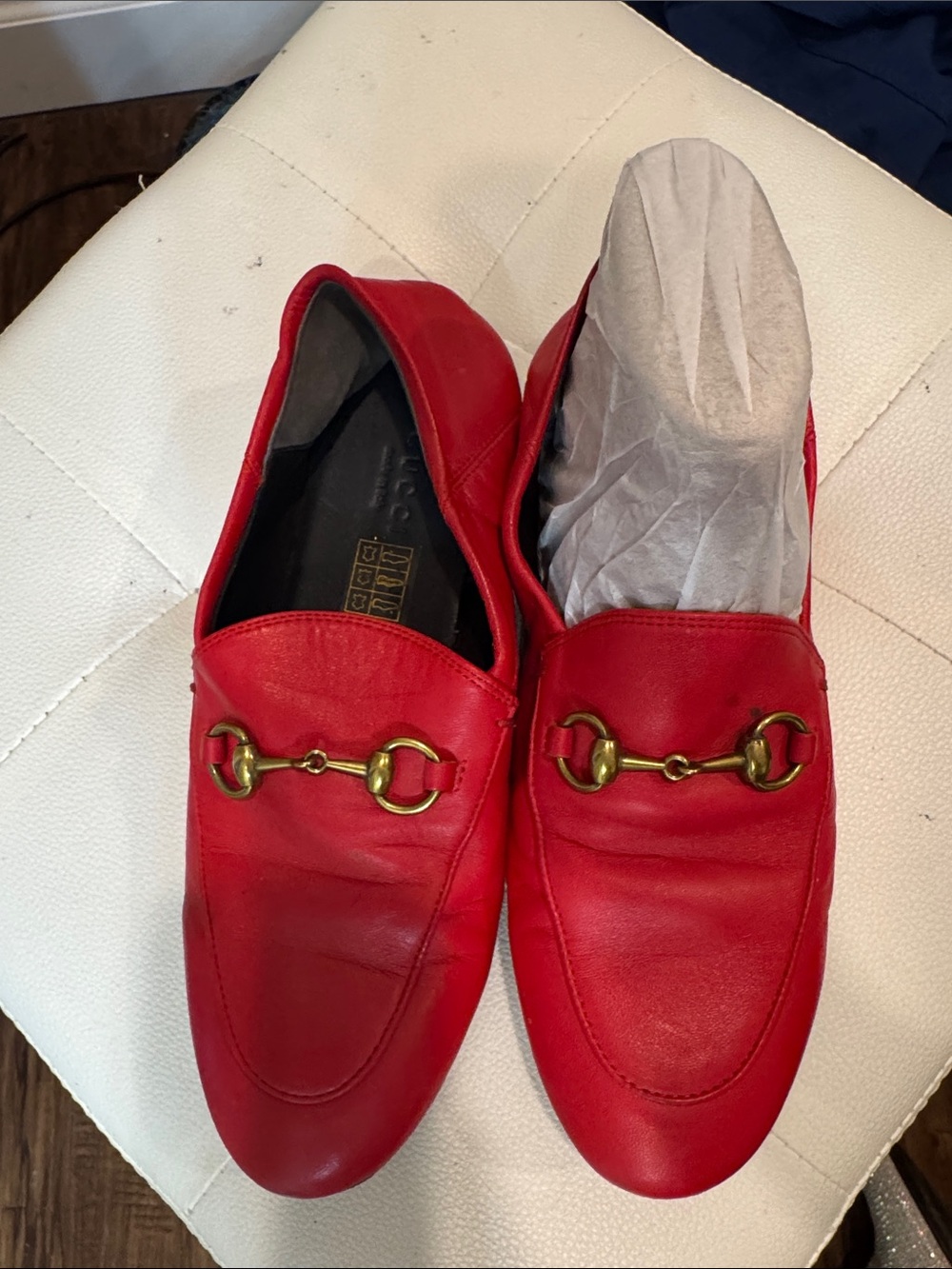 Gucci Red Leather Loafers size 5- Women